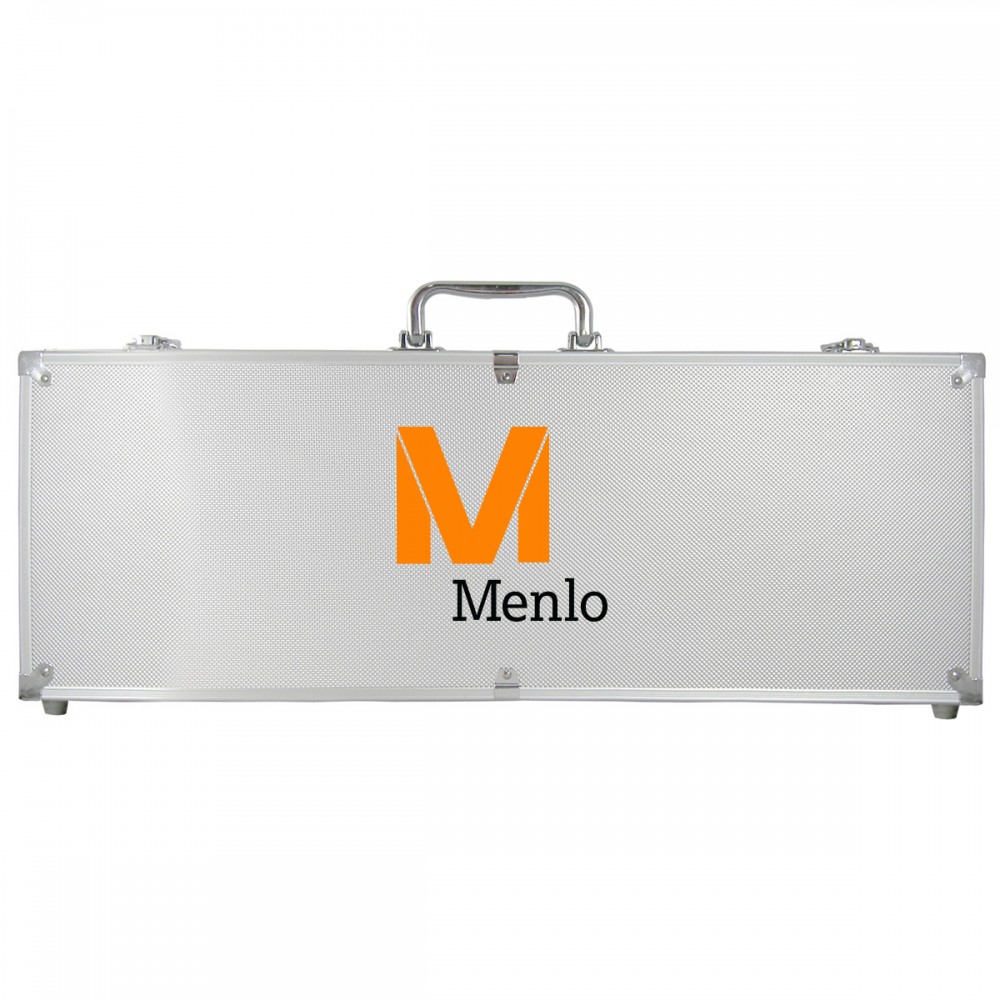 500-Piece Poker Chip Set w/ Silver Aluminum Case (2 Side Chip Imprint) Logo Printed