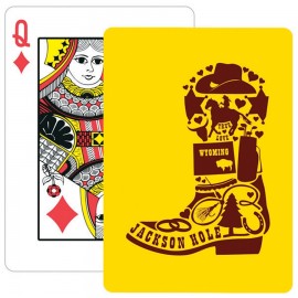 Solid Back Yellow Poker Size Playing Cards with Logo