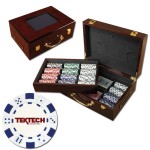 Custom Printed 500 Foil Stamped poker chips in glossy wooden case - Dice design