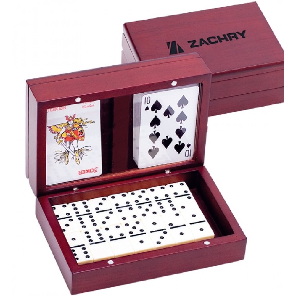 Wooden Domino Set w/2 Decks of Playing Cards Custom Personalized Wooden Domino Set w/2 Decks of Playing Cards Custom Personalized