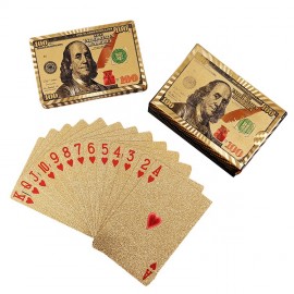 Personalized Dollar Design Gold Foil Waterproof Plastic Playing Card Poker