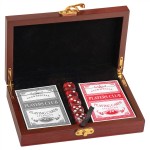 Poker Card and Dice Gift Set, Rosewood Finish, 7 1/2"(L) x 1 5/8"(H) x 4 1/2"(W) with Logo