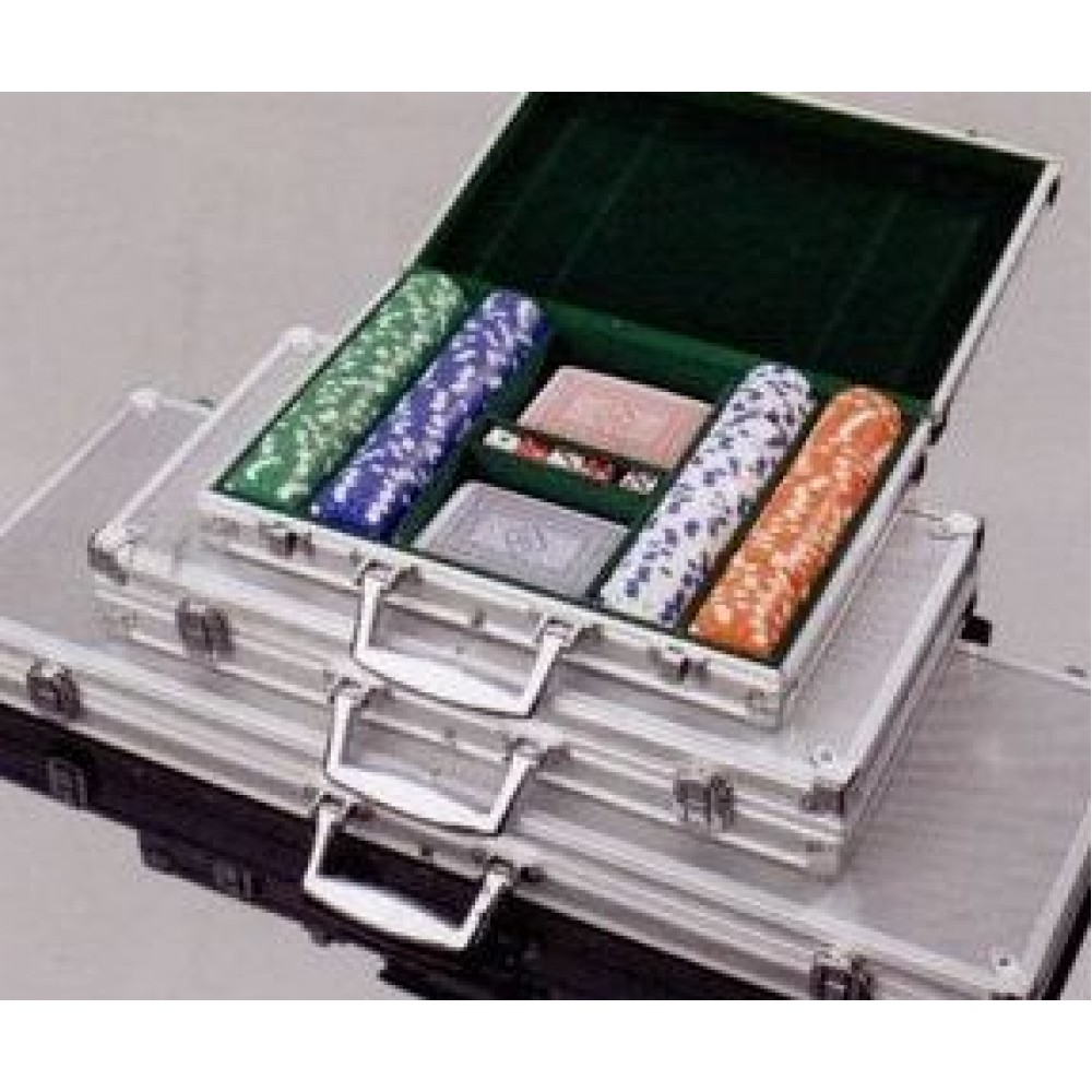 Aluminum Poker Chip Case w/ 200 Custom Imprinted Chips with Logo