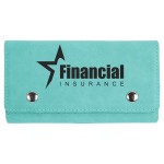 Custom Engraved Faux Leather Card & Dice Set, Teal