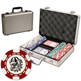Promotional Poker chips set with aluminum chip case - 200 6 Stripe chips
