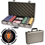 Logo Branded Poker chips set with aluminum chip case - 300 Full Color 8 Stripe chips
