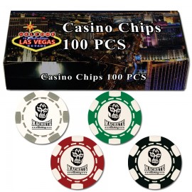 Customized 100 Hot-Stamped Poker Chips in Gift/Retail Box
