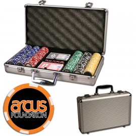 Customized Poker chips set with aluminum chip case - 300 Full Color 6 Stripe chips  Customized Poker chips set with aluminum chip case - 300 Full Color 6 Stripe chips