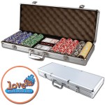 Personalized Poker chips set with aluminum chip case - 500 Full Color chips