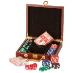 Personalized Laserable Rosewood Finish 100 Chip Poker Set, 8-1/4"x7-1/2"