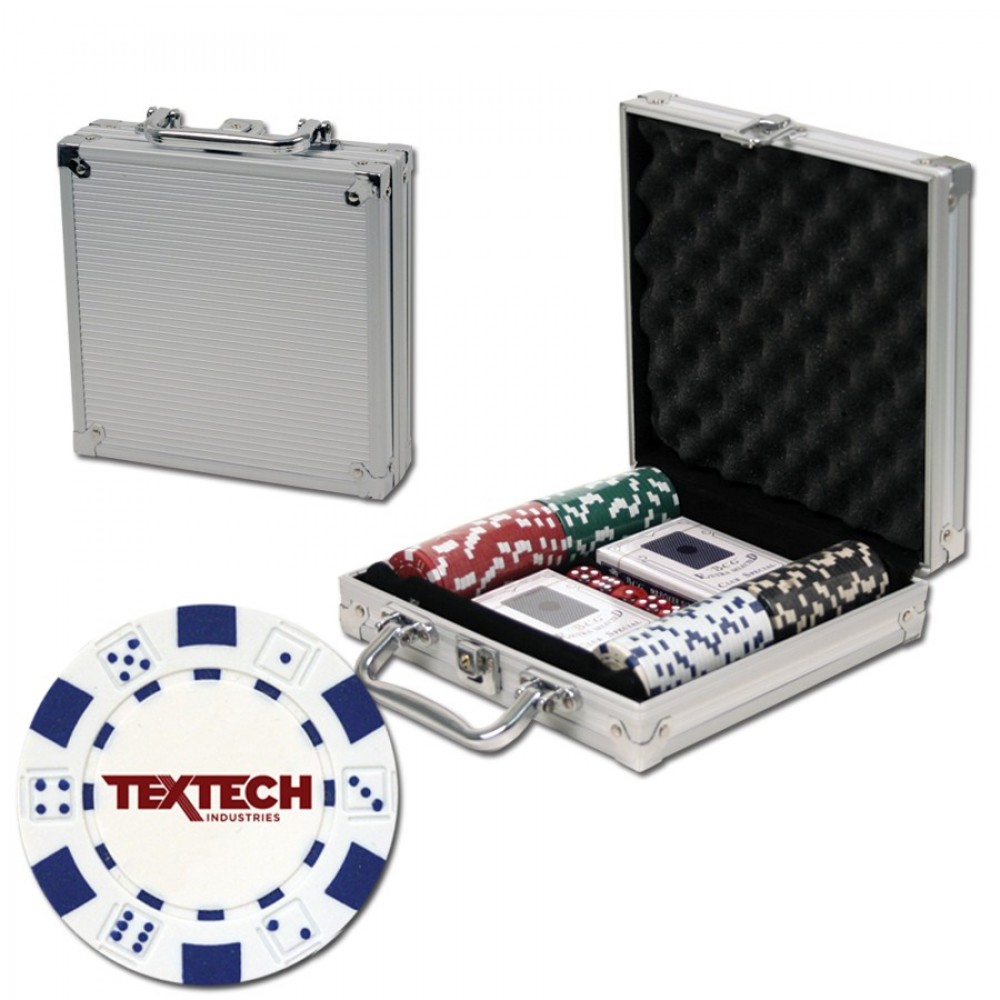 Promotional Poker chips set with aluminum chip case - 100 Dice chips