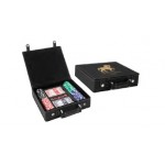 Promotional 100 Piece Poker Chip Set, Black Faux Leather Box