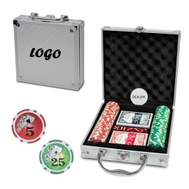Customized Poker Chips Set with Aluminum Chip Case - 100 6 Stripe Chips
