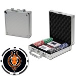 Custom Poker chips set with aluminum chip case - 100 Full Color 8 Stripe chips