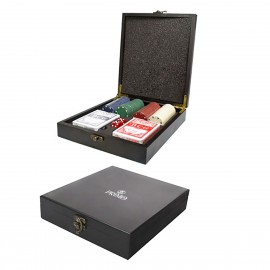Black Wooden Box Poker Set with Logo