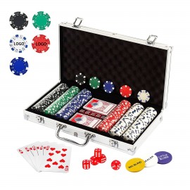 Promotional Poker Chips Set with Aluminum Chip Case - 300 6 Stripe Chips