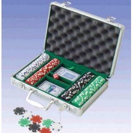 200 Piece Dice Poker Chips W/ Aluminum Poker Set (Screened) with Logo