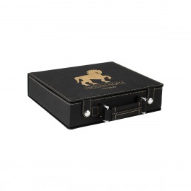 Black/Gold Leatherette 100 Chip Poker Set with Logo