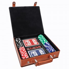 Logo Branded Laserable Basketball Texture Leatherette 100-Chip Poker Set