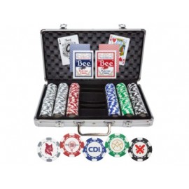 Poker Chip Set - 300 Chips in Aluminum Case with Logo  Poker Chip Set - 300 Chips in Aluminum Case with Logo