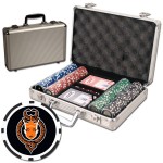 Poker chips set with aluminum chip case - 200 Full Color 8 Stripe chips with Logo