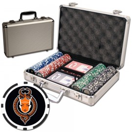 Personalized Poker chips set with aluminum chip case - 200 Full Color 8 Stripe chips
