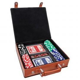 Personalized 100 Piece Poker Chip Set, Basketball Faux Leather Box