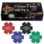 100 Hot-Stamped Dice Poker Chips in Gift/Retail Box with Logo