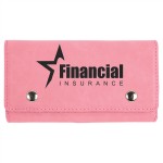 Logo Branded Engraved Faux Leather Card & Dice Set, Pink