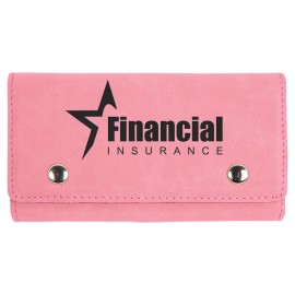 Logo Branded Engraved Faux Leather Card & Dice Set, Pink