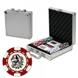 Customized Poker chips set with aluminum chip case - 100 6 Stripe chips
