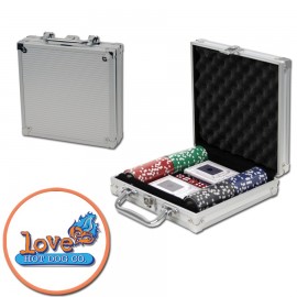 Poker chips set with aluminum chip case - 100 Full Color chips with Logo  Poker chips set with aluminum chip case - 100 Full Color chips with Logo