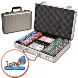 Customized Poker chips set with aluminum chip case - 200 Full Color chips  Customized Poker chips set with aluminum chip case - 200 Full Color chips