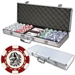 Personalized Poker chips set with aluminum chip case - 500 6 Stripe chips