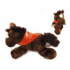 8" Chestnut Horse Stuffed Animal w/Bandana & One Color Imprint with Logo