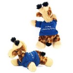 8" Gigi Giraffe Stuffed Animal w/T-shirt & One Color Imprint with Logo