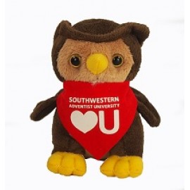 Custom 6" Lil' Owl Stuffed Animal w/Bandana & One Color Imprint