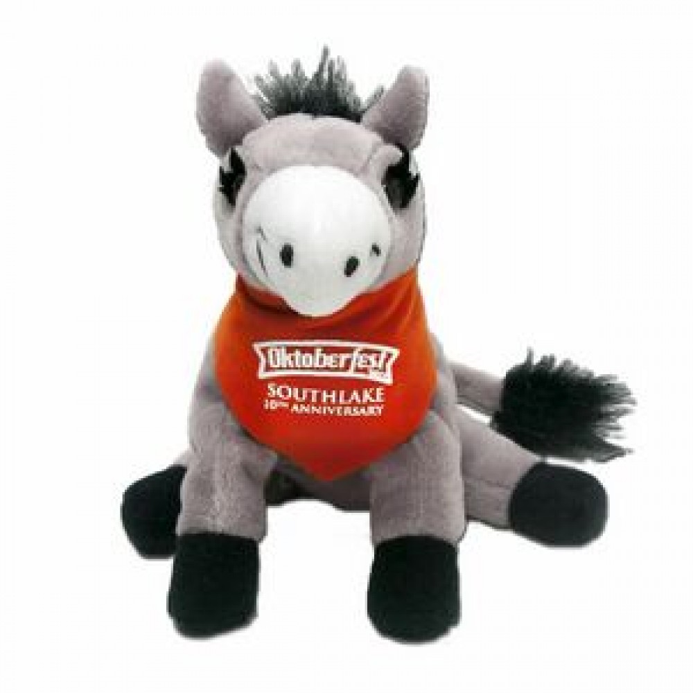 Personalized 7" Donkey Stuffed Animal w/Bandana & One Color Imprint