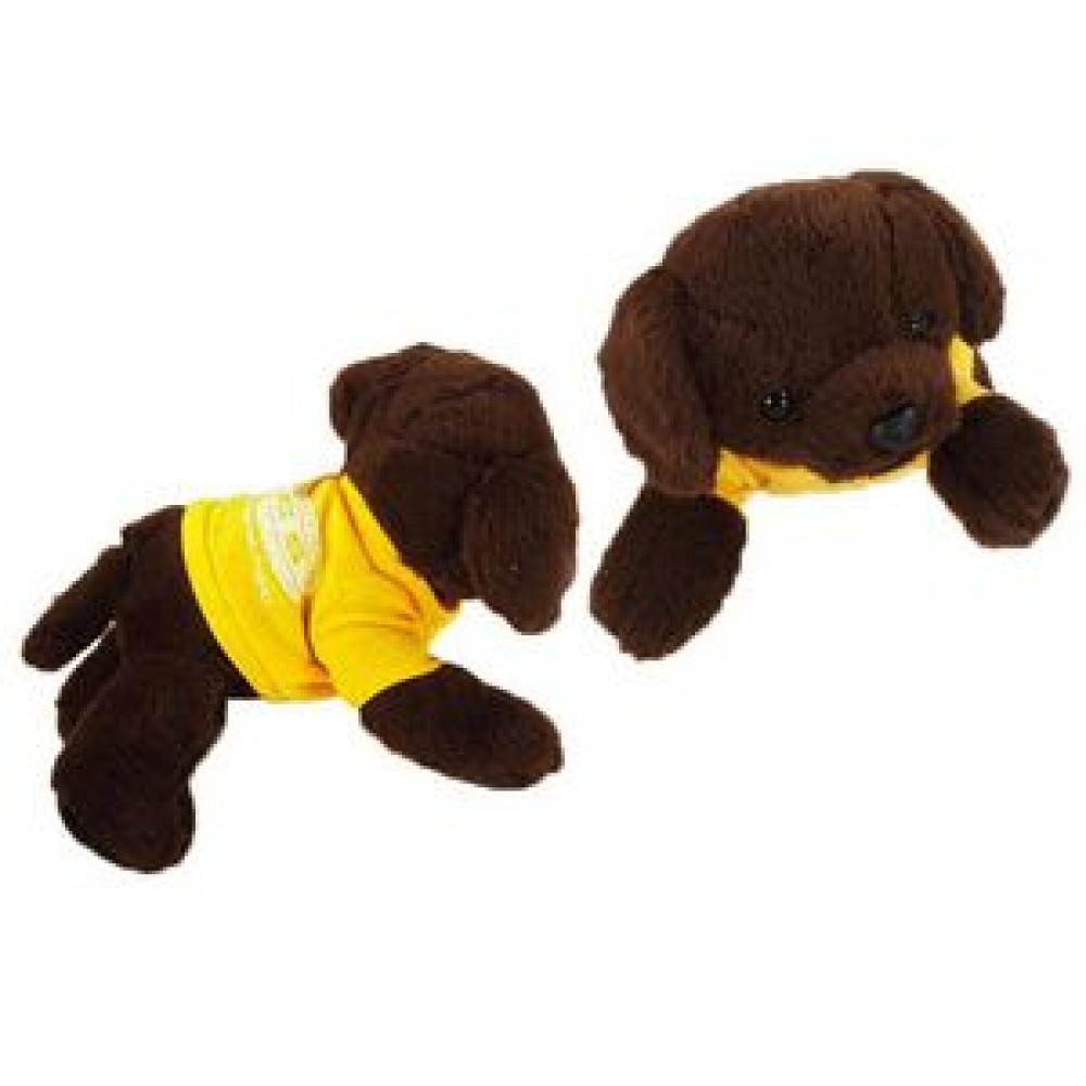 8" Lil' Lucky Labrador Dog Stuffed Animal w/T-Shirt & One Color Imprint with Logo