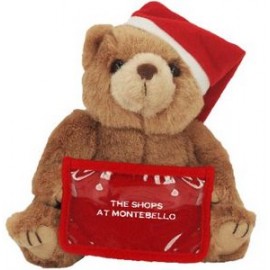 8" Santa Bear w/Gift Card Holder Stuffed Animal w/One Color Imprint with Logo