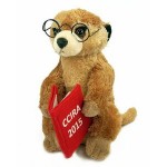 8" Meerkat Geek Stuffed Animal w/Glasses & Library Book w/One Color Imprint with Logo