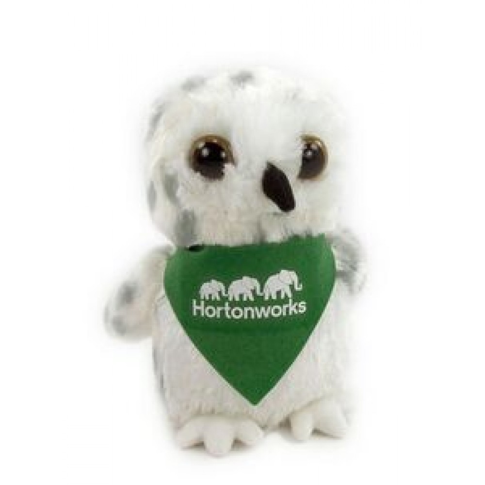 Custom 8" Snowy Owl Stuffed Animal w/Bandana & One Color Imprint