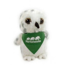 8" Snowy Owl Stuffed Animal w/Bandana & One Color Imprint with Logo
