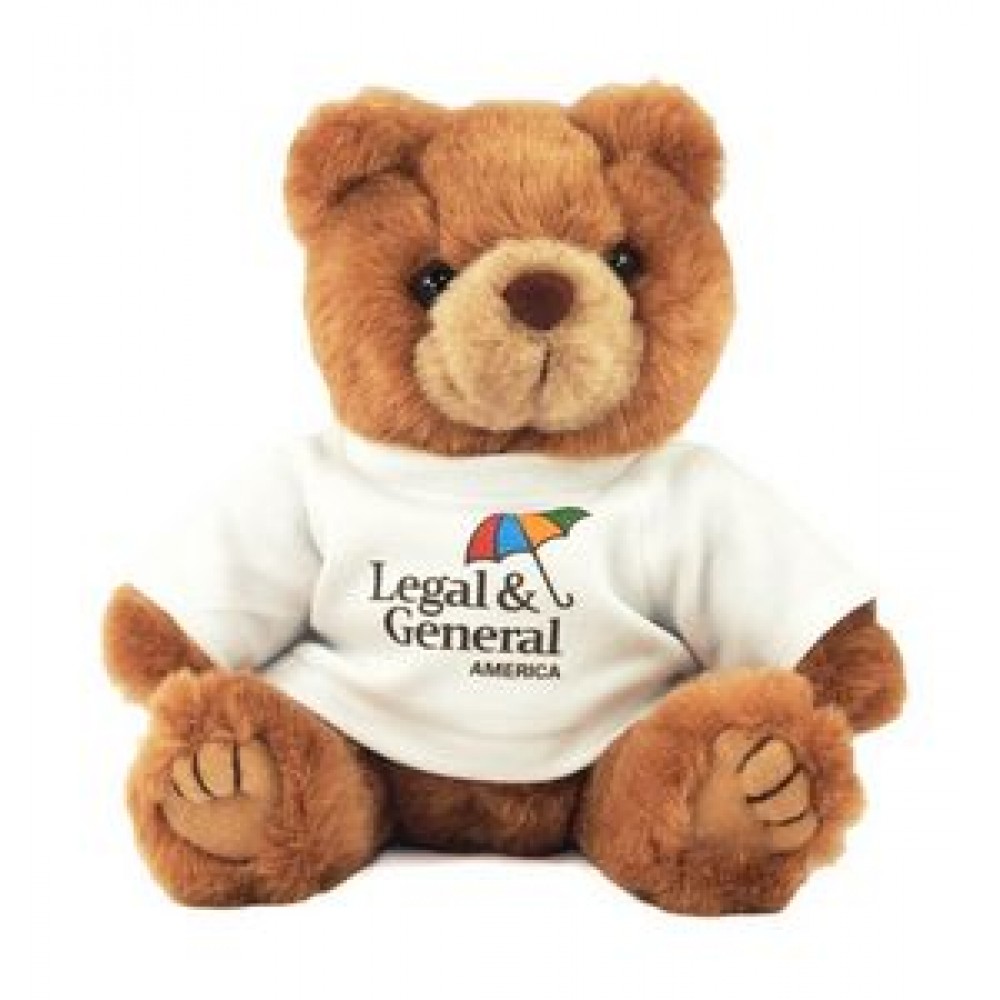 Promotional 8" Brown Kirby Bear Stuffed Animal w/T-shirt & Full Color Imprint