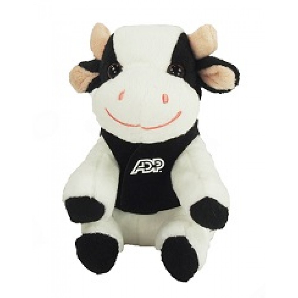 Promotional 6" Lil' Cow Stuffed Animal w/Vest & One Color Imprint