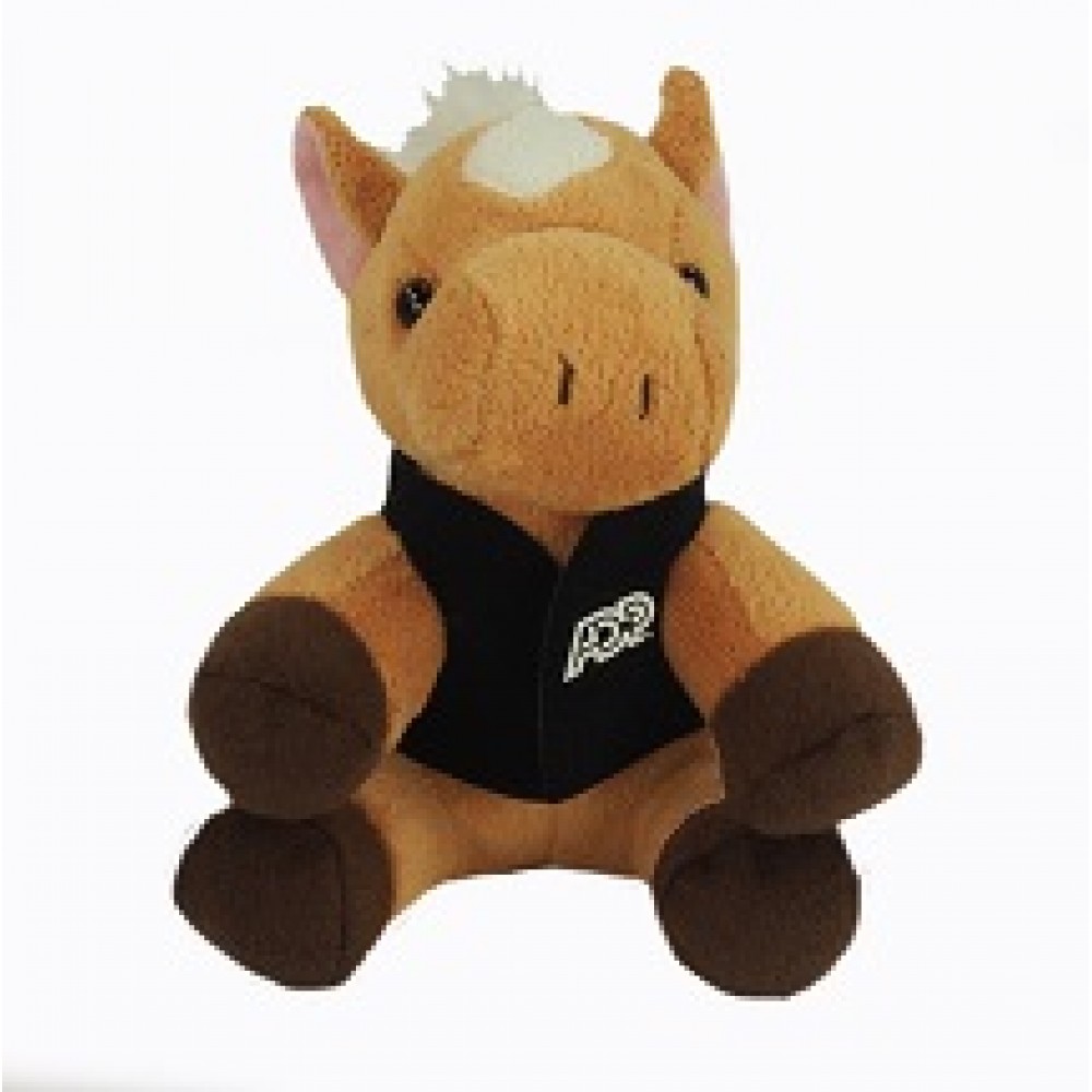 Promotional 6" Lil' Horse Stuffed Animal w/Vest & One Color Imprint