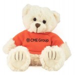 9" Cream White Peter Bear Stuffed Animal w/T-Shirt & One Color Imprint with Logo
