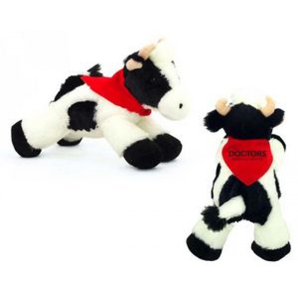8" Mini Moo Cow Stuffed Animal w/Bandana & One Color Imprint with Logo