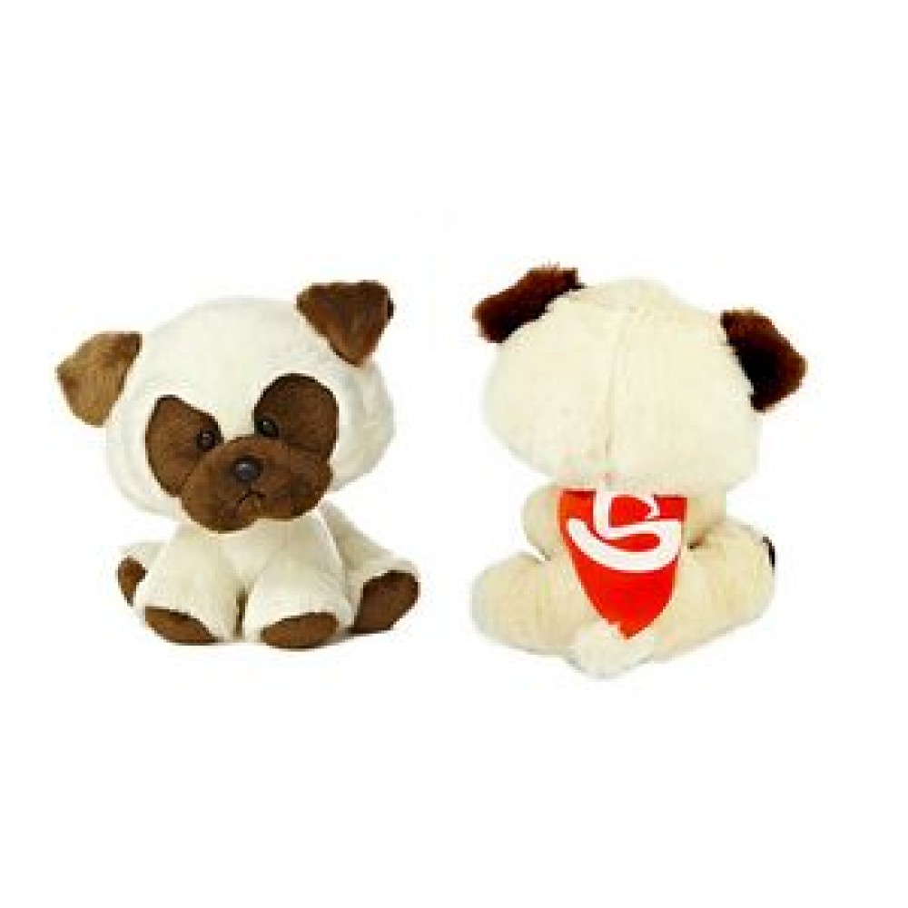 Custom Personalized 6" Poppy Pug Dog with bandana and one color imprint Custom Personalized 6" Poppy Pug Dog with bandana and one color imprint