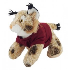 12" Bobby Bobcat Stuffed Animal w/T-Shirt & One Color Imprint with Logo